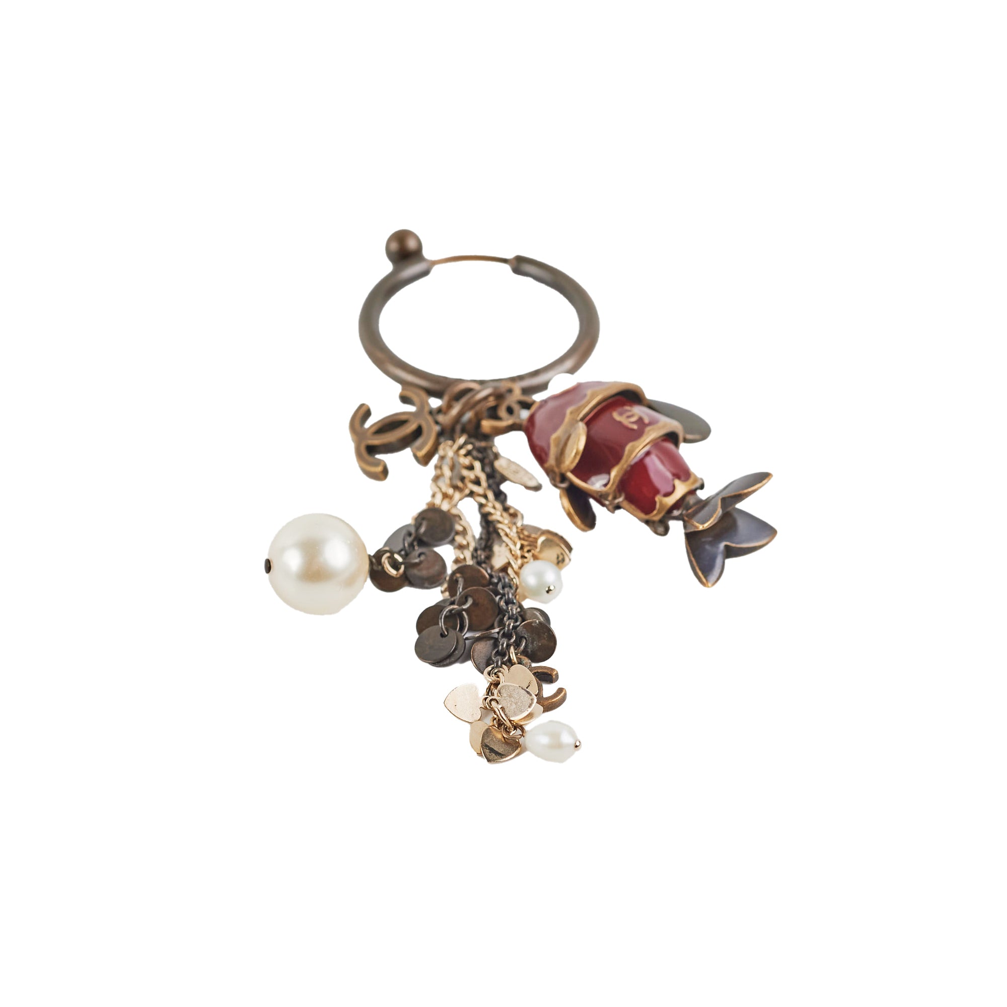 Chanel Red Fish Charm Key Chain