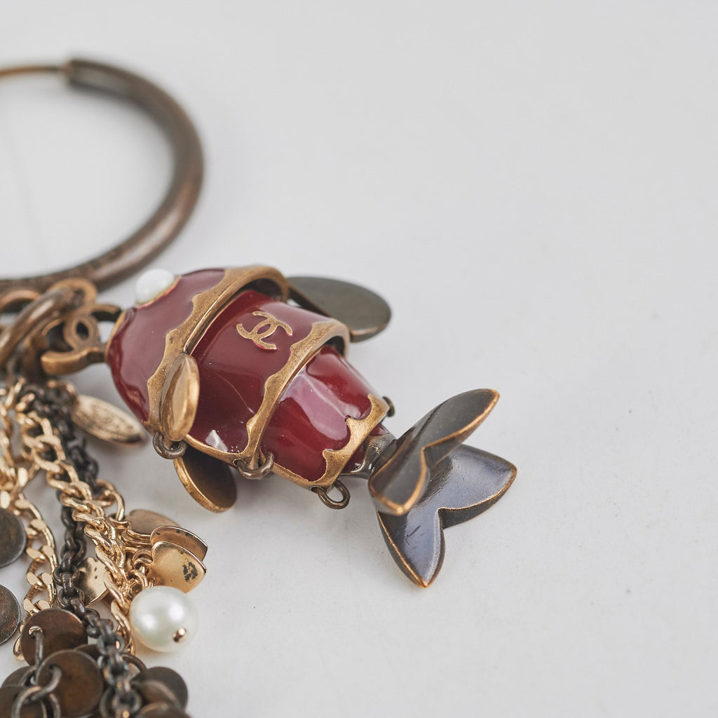 Chanel Red Fish Charm Key Chain