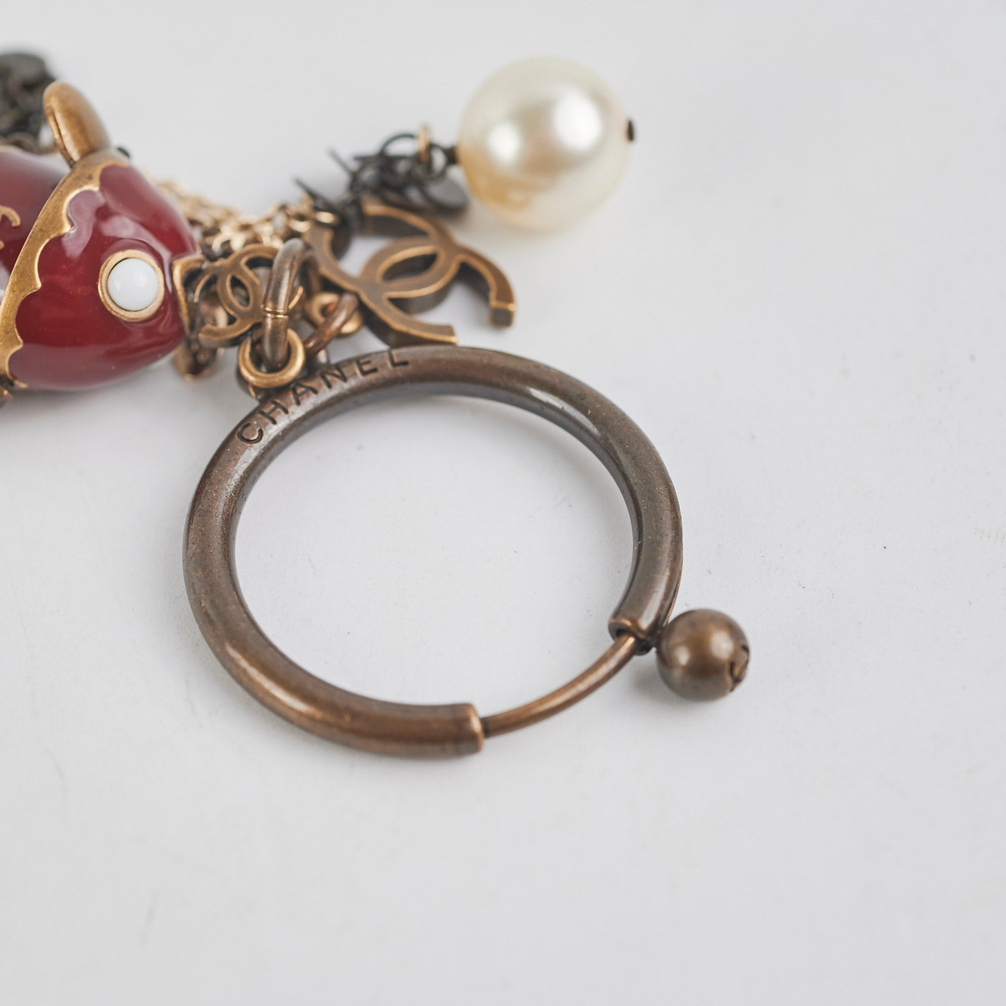 Chanel Red Fish Charm Key Chain