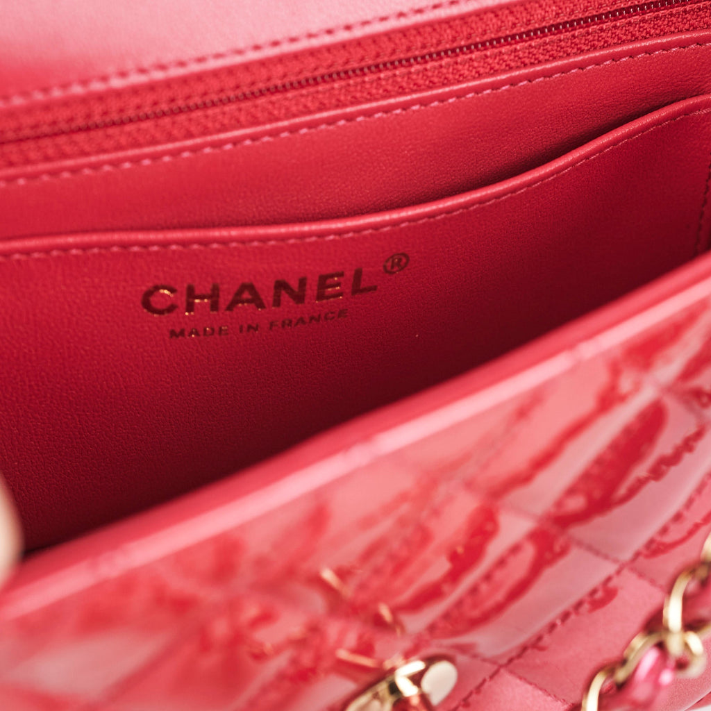Chanel Patent Shaded Mini Rectangular Flap Bag Pink