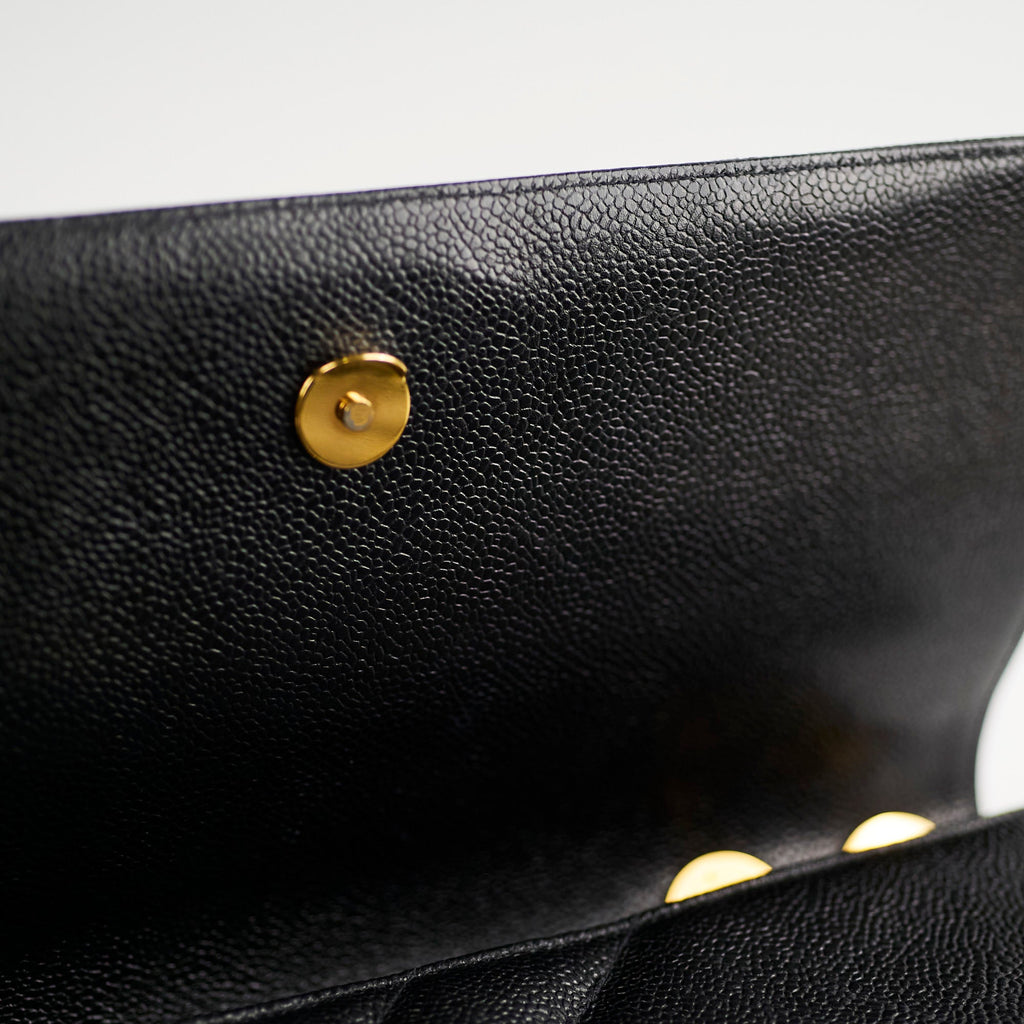 Chanel Vintage Jumbo Single Flap Diagonal Quilted Caviar Black