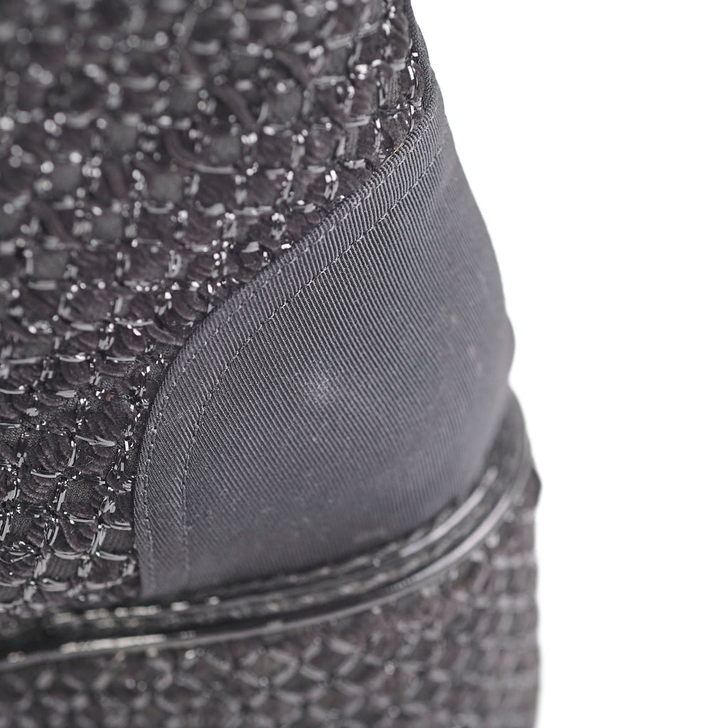 Chanel Tweed Black Boots Size 35.5