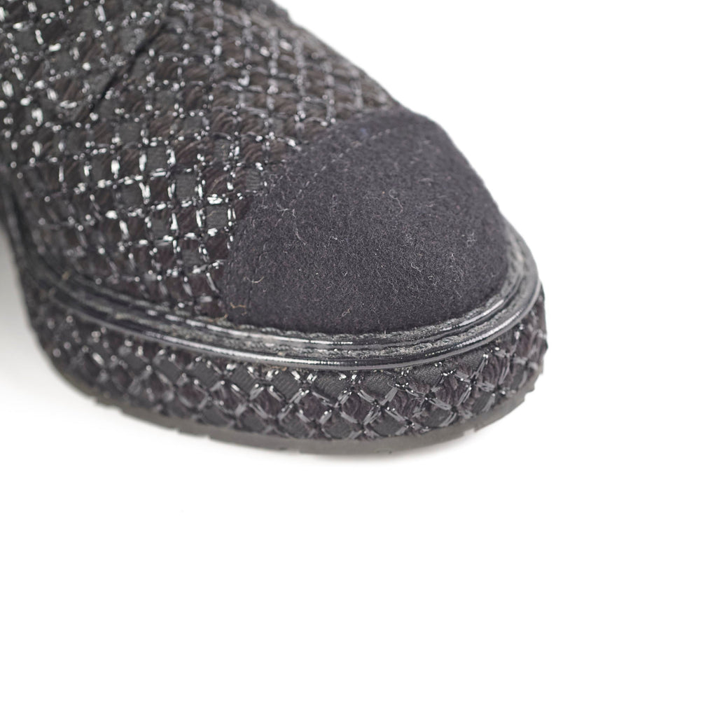 Chanel Tweed Black Boots Size 35.5