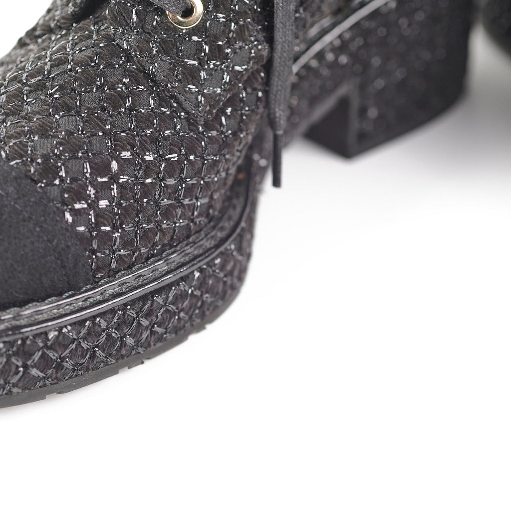 Chanel Tweed Black Boots Size 35.5