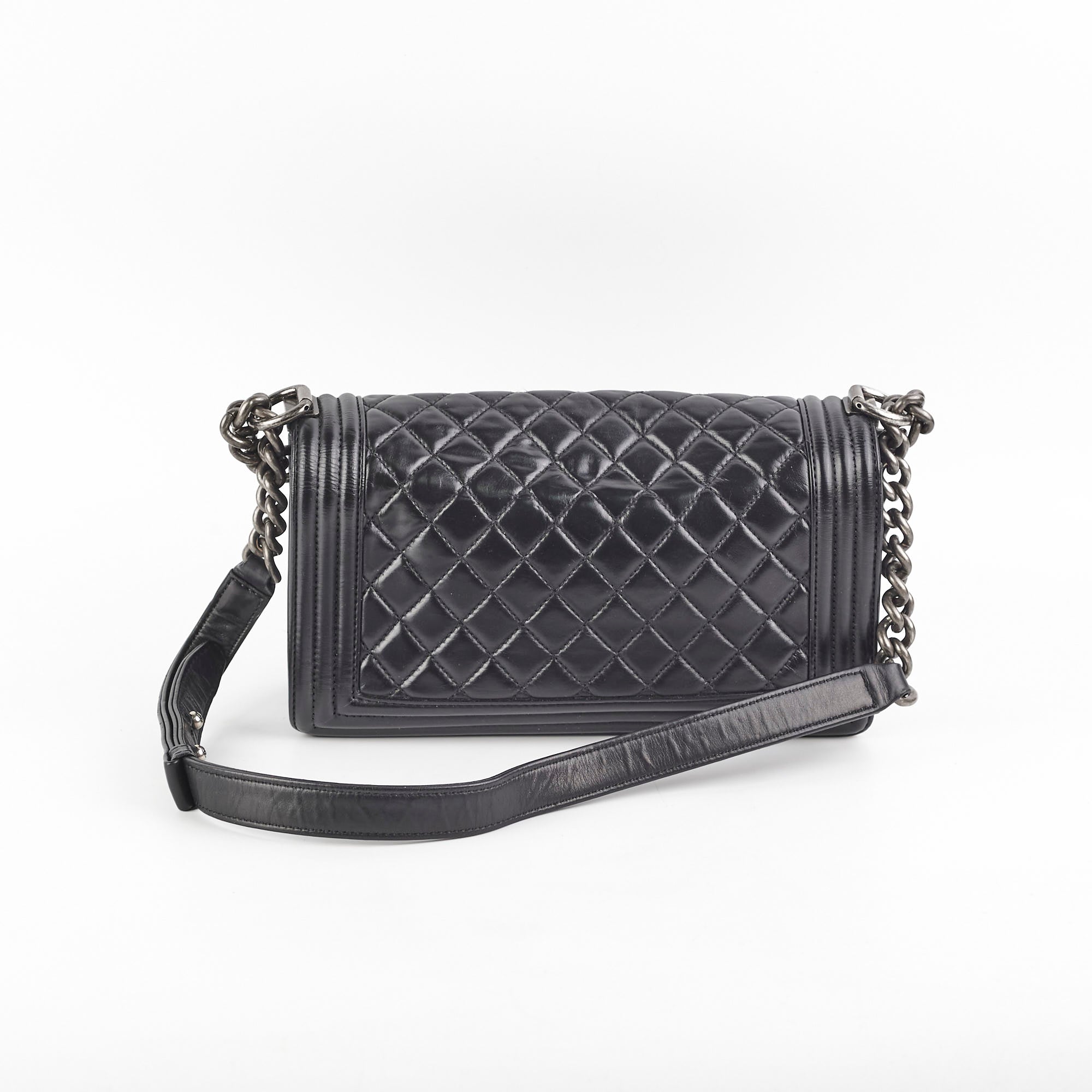 Chanel Quilted Old Medium Boy Black
