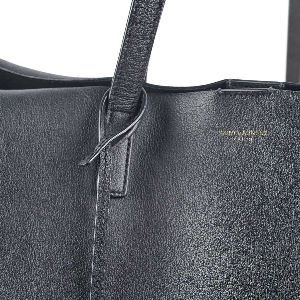 Saint Laurent East West Black Leather Shopping Shoulder Tote