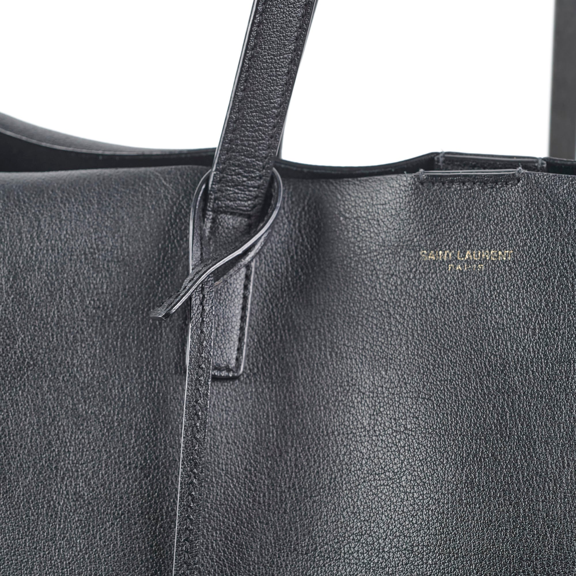 Saint Laurent East West Black Leather Shopping Shoulder Tote