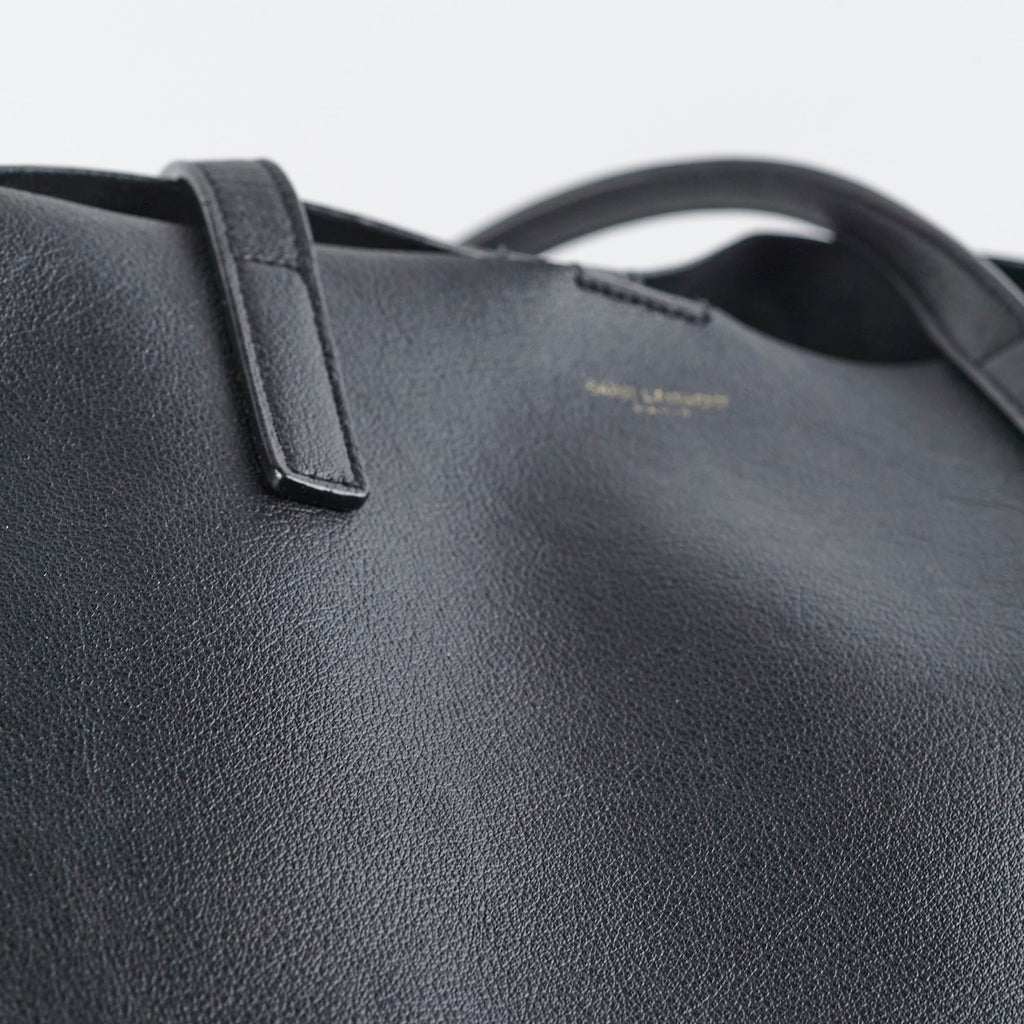 Saint Laurent East West Black Leather Shopping Shoulder Tote