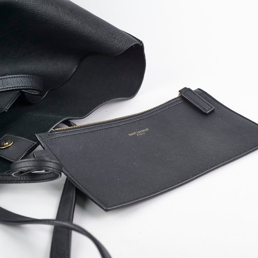 Saint Laurent East West Black Leather Shopping Shoulder Tote