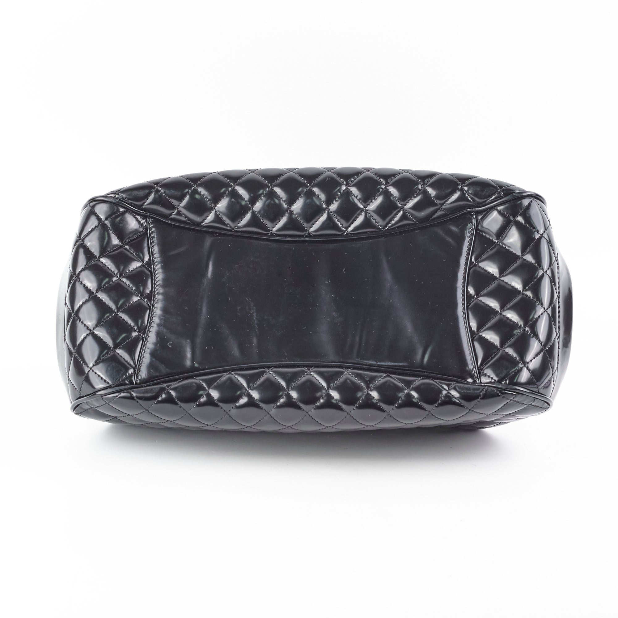 Chanel Mademoiselle Frame Patent Leather Bag Black