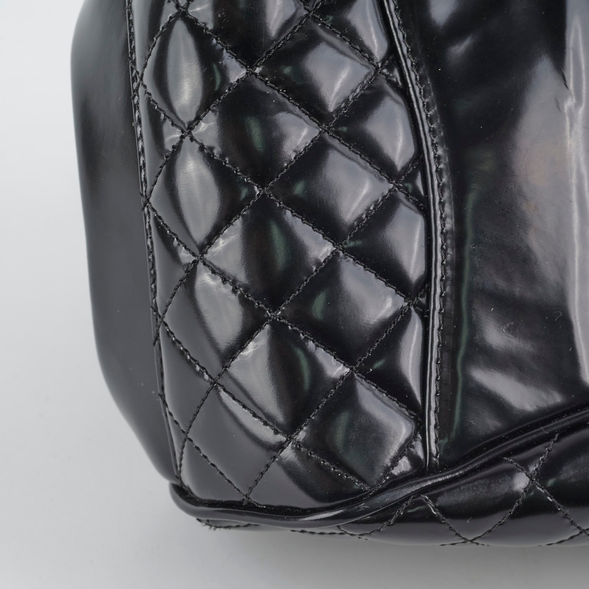 Chanel Mademoiselle Frame Patent Leather Bag Black