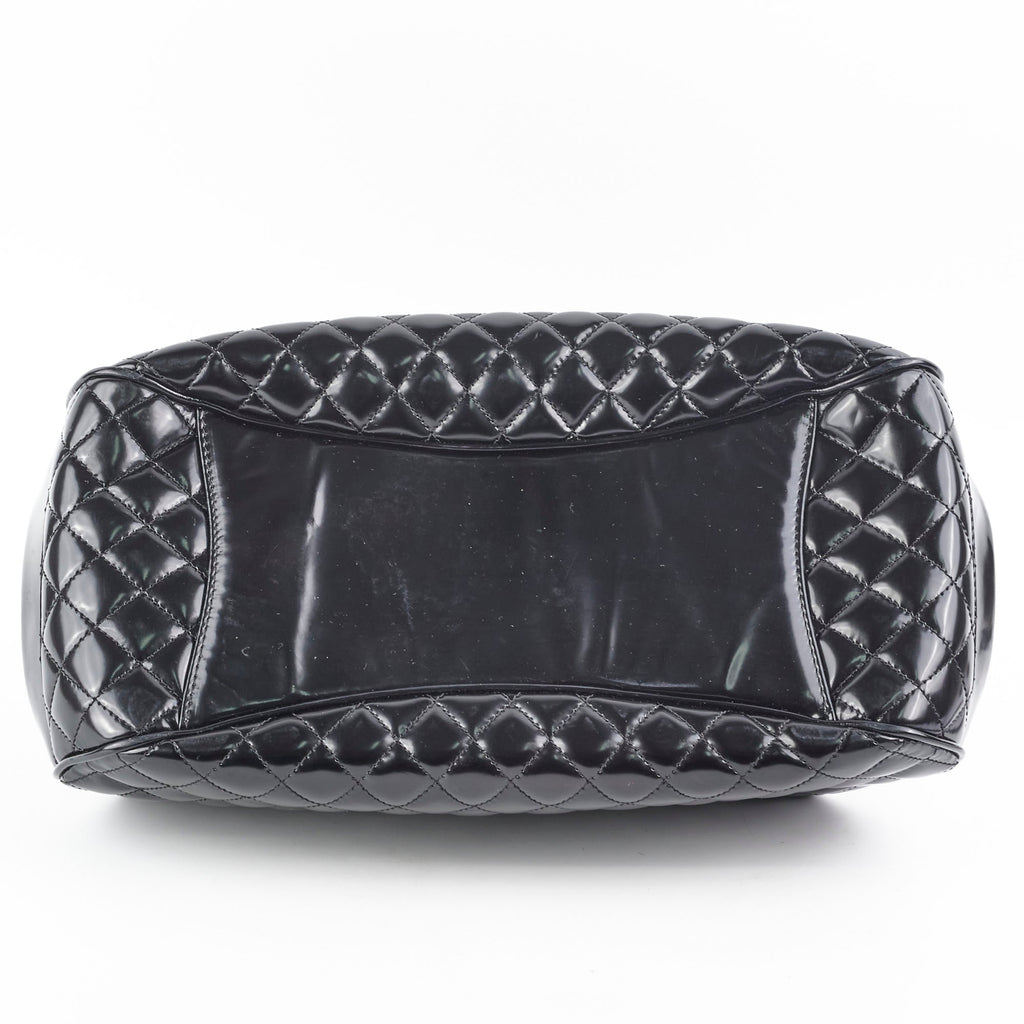 Chanel Mademoiselle Frame Patent Leather Bag Black