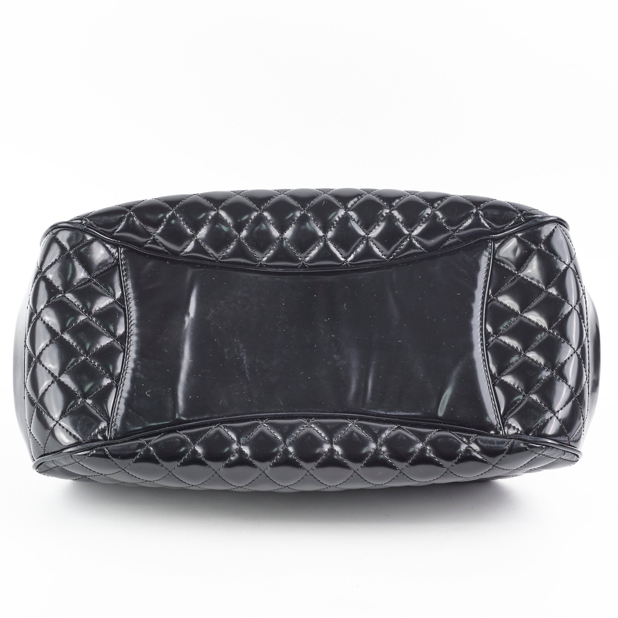 Chanel Mademoiselle Frame Patent Leather Bag Black