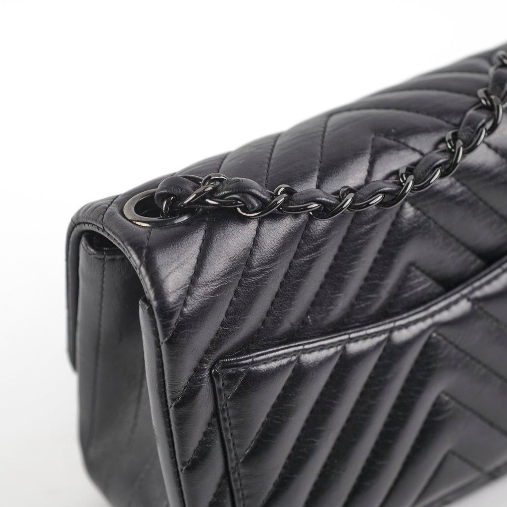 Chanel Mini Square Chevron So Black