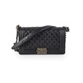 Chanel Old Medium Caviar Boy Black Microchip