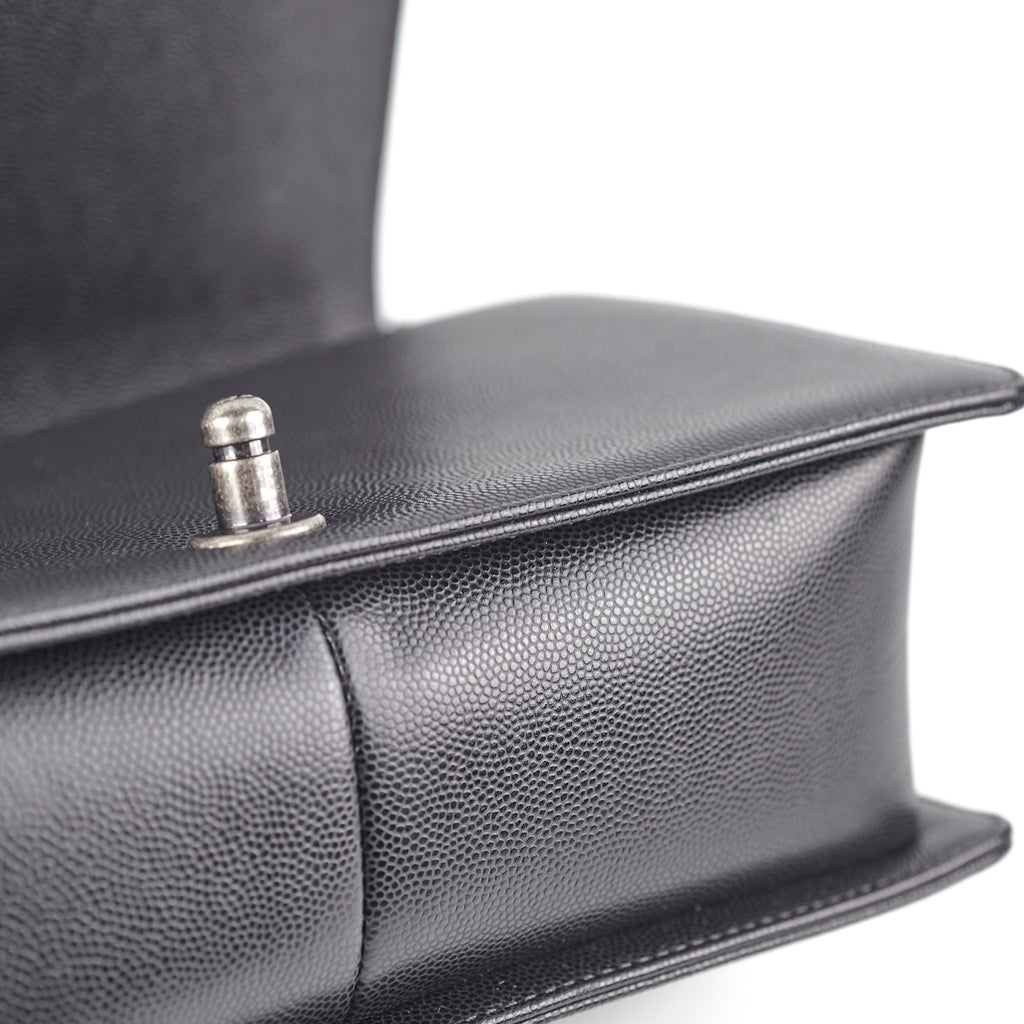 Chanel Old Medium Caviar Boy Black Microchip