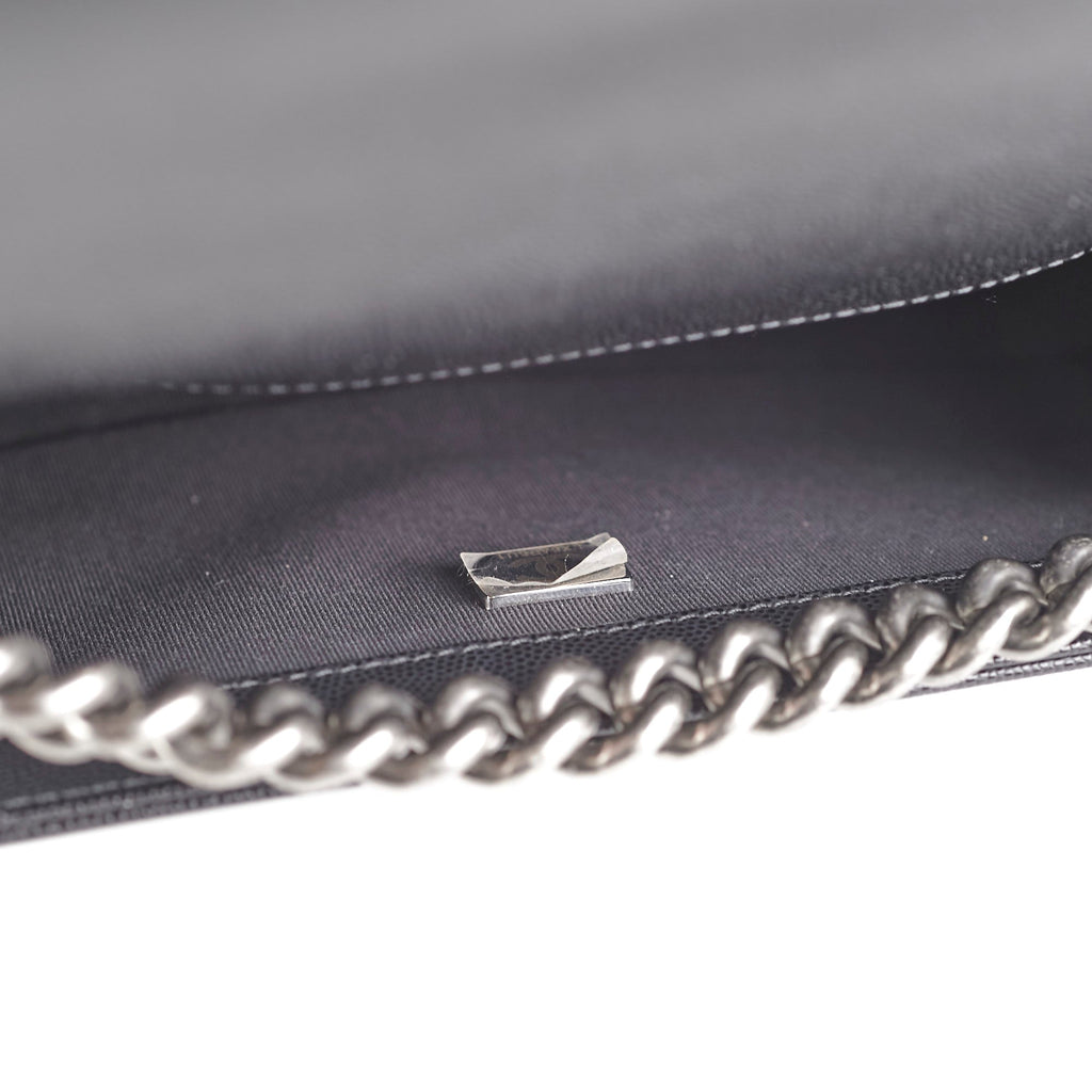 Chanel Old Medium Caviar Boy Black Microchip