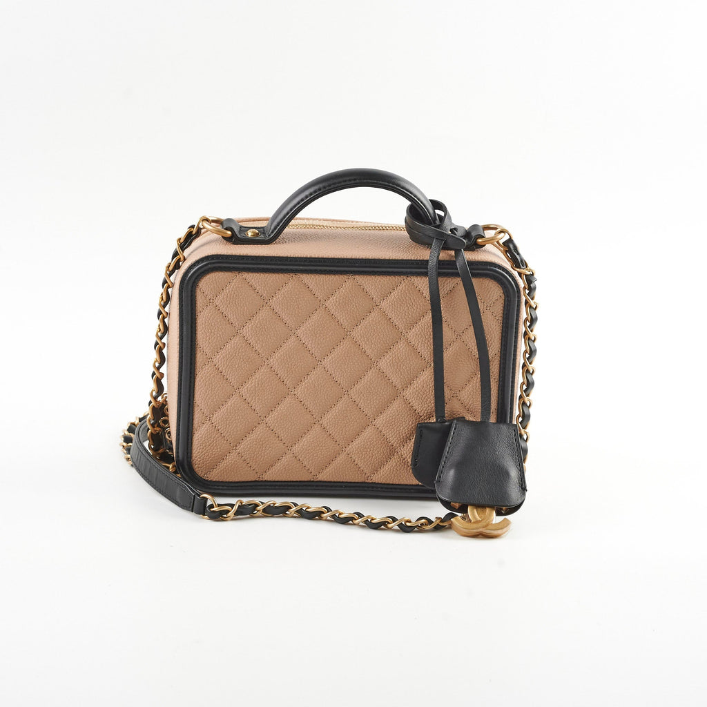 Chanel Filigree Beige Black Caviar Medium Vanity