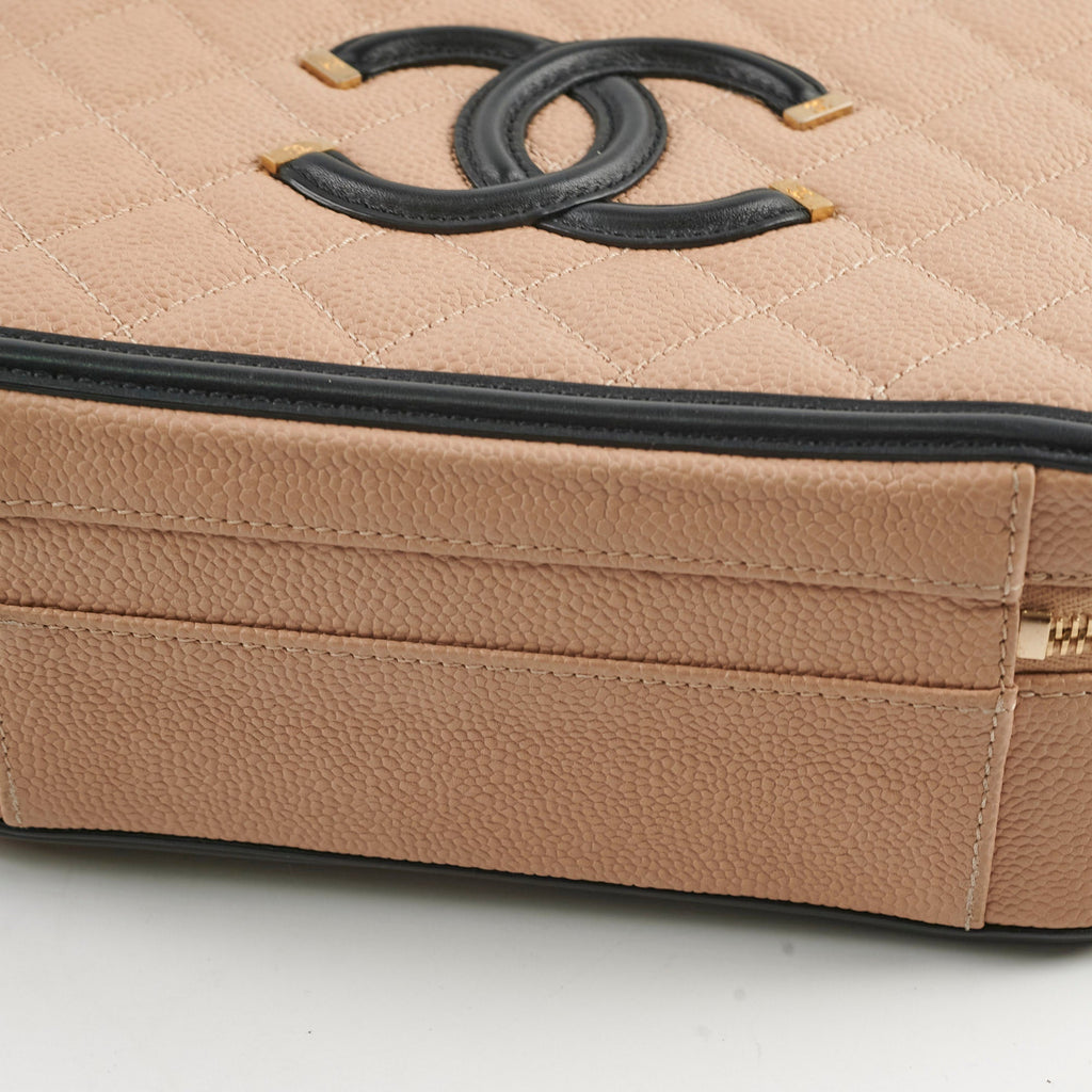 Chanel Filigree Beige Black Caviar Medium Vanity
