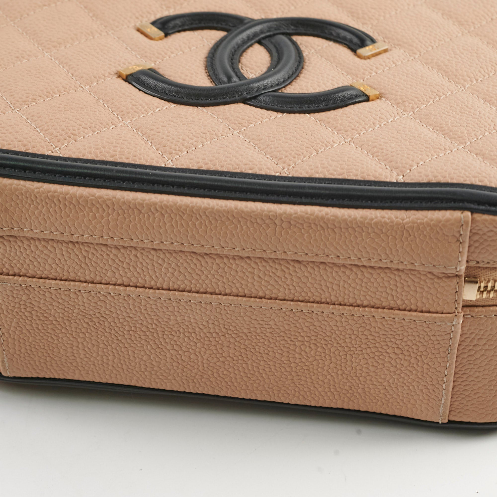 Chanel Filigree Beige Black Caviar Medium Vanity