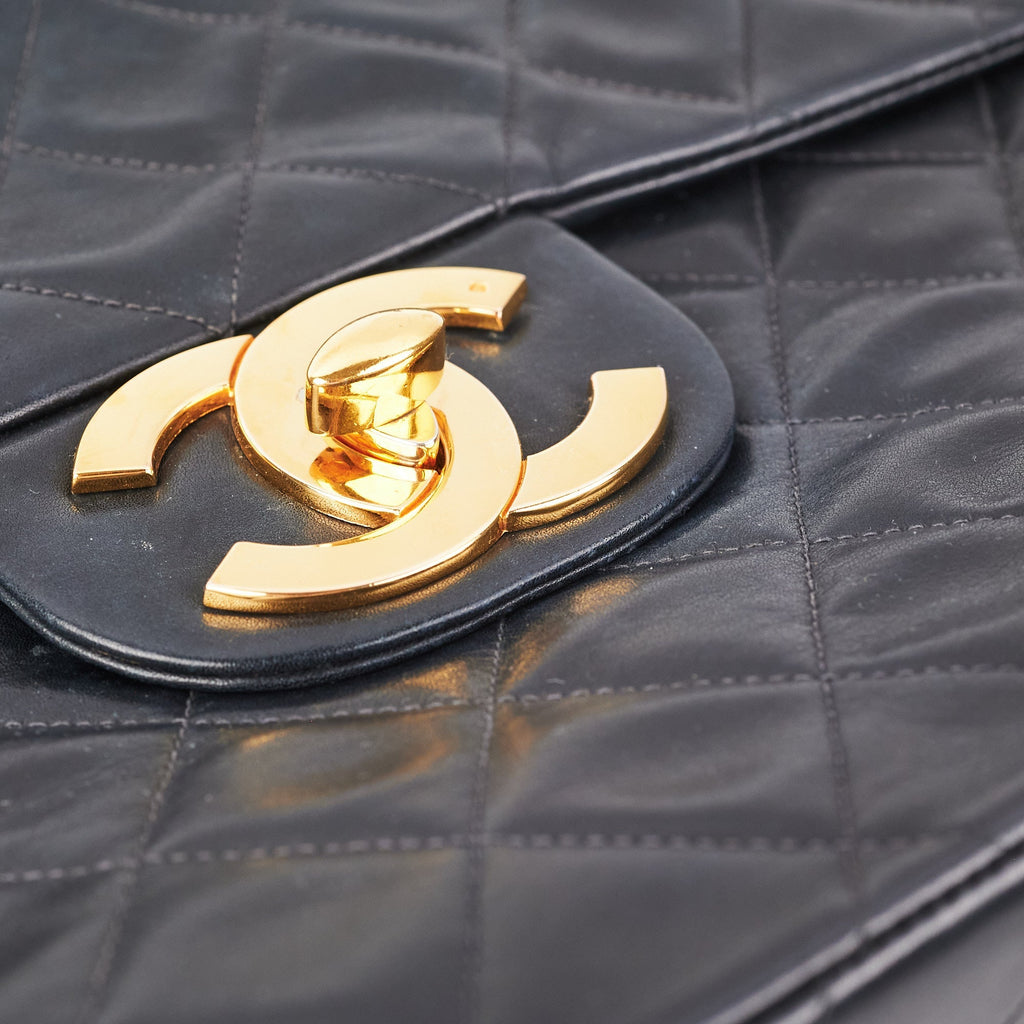 Chanel Maxi Vintage Flap Black 24k Gold