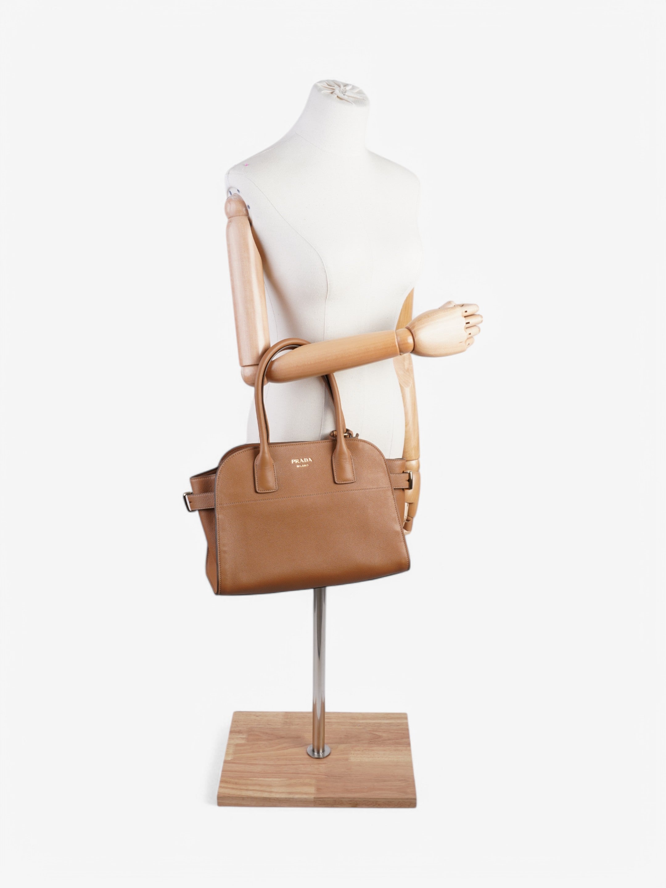 Prada Leather Tote Bag Brown Leather