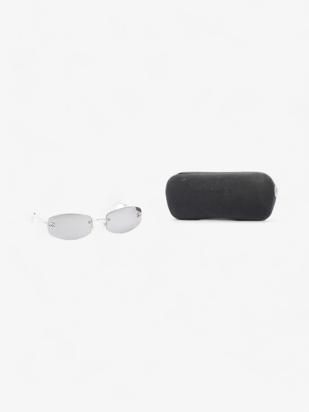 Chanel Rimless CC Sunglasses Silver Base Metal 130mm
