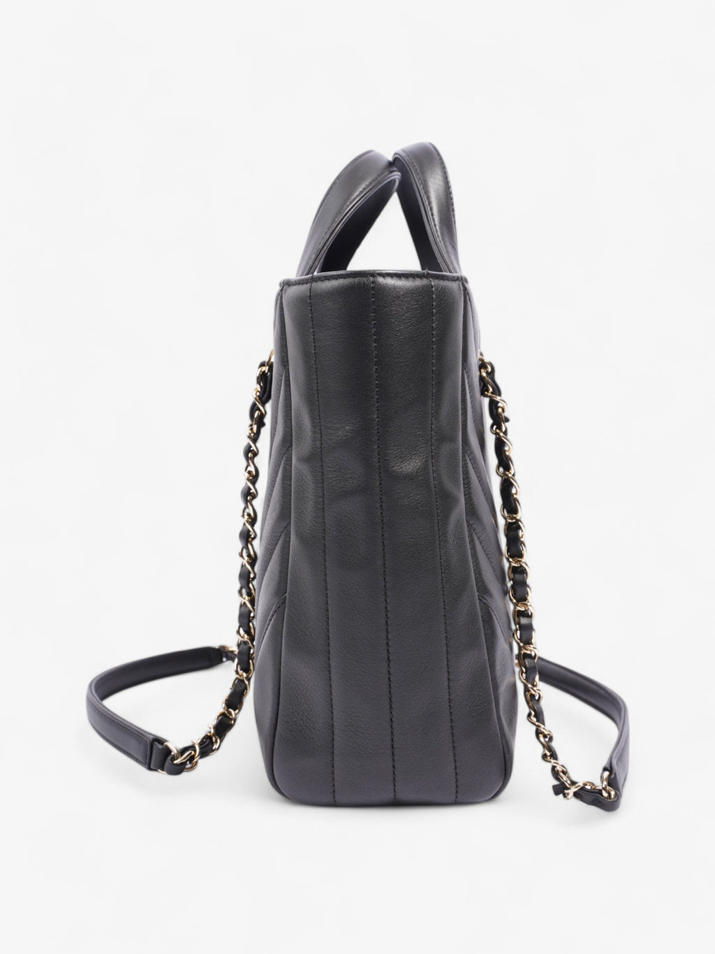 Chanel Shopping Tote Black Calfskin Leather Small