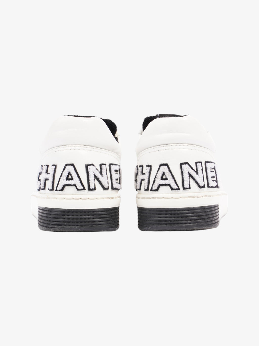 Chanel Logo Low Top Sneaker White / Black Leather EU 39 UK 6