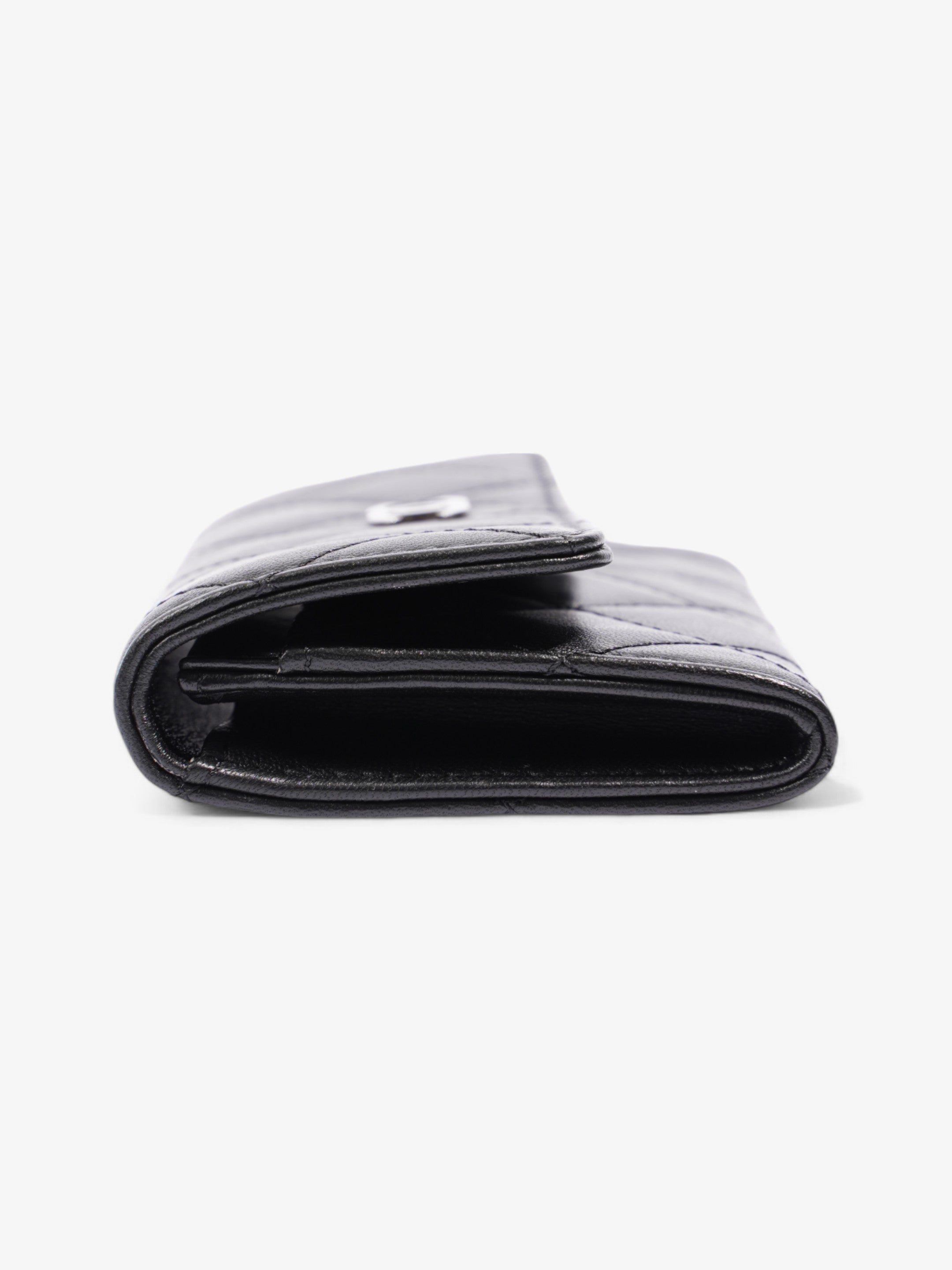 Chanel Interlocking CC Flap Card Holder Black / Silver Lambskin Leather Small