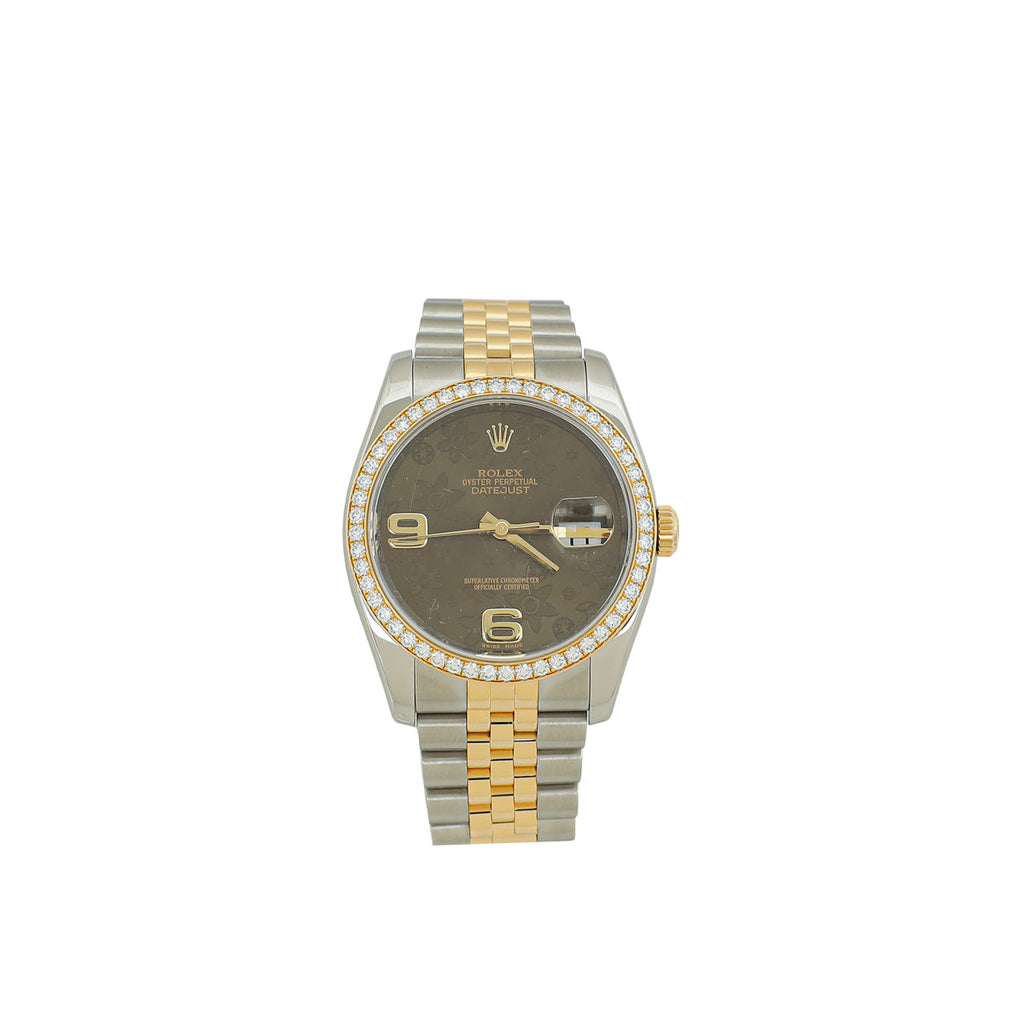 Rolex Stainless Steel Diamond Yellow Rolesor Datejust 36mm Watch