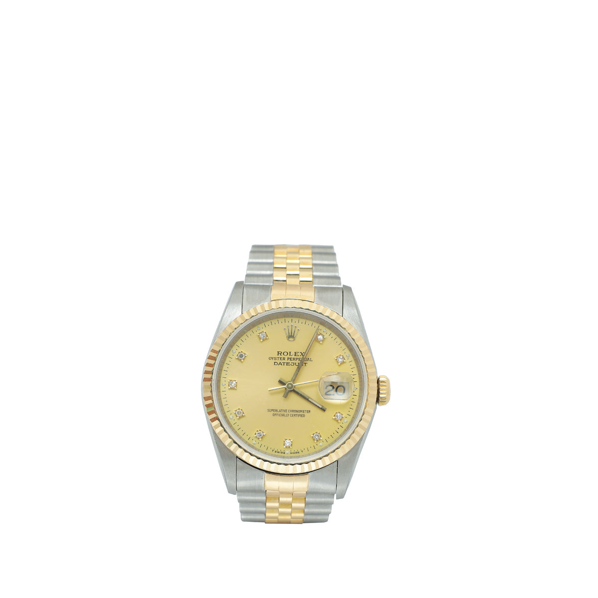 Rolex 18K Yellow Gold & Steel Diamond Datejust 36mm Watch