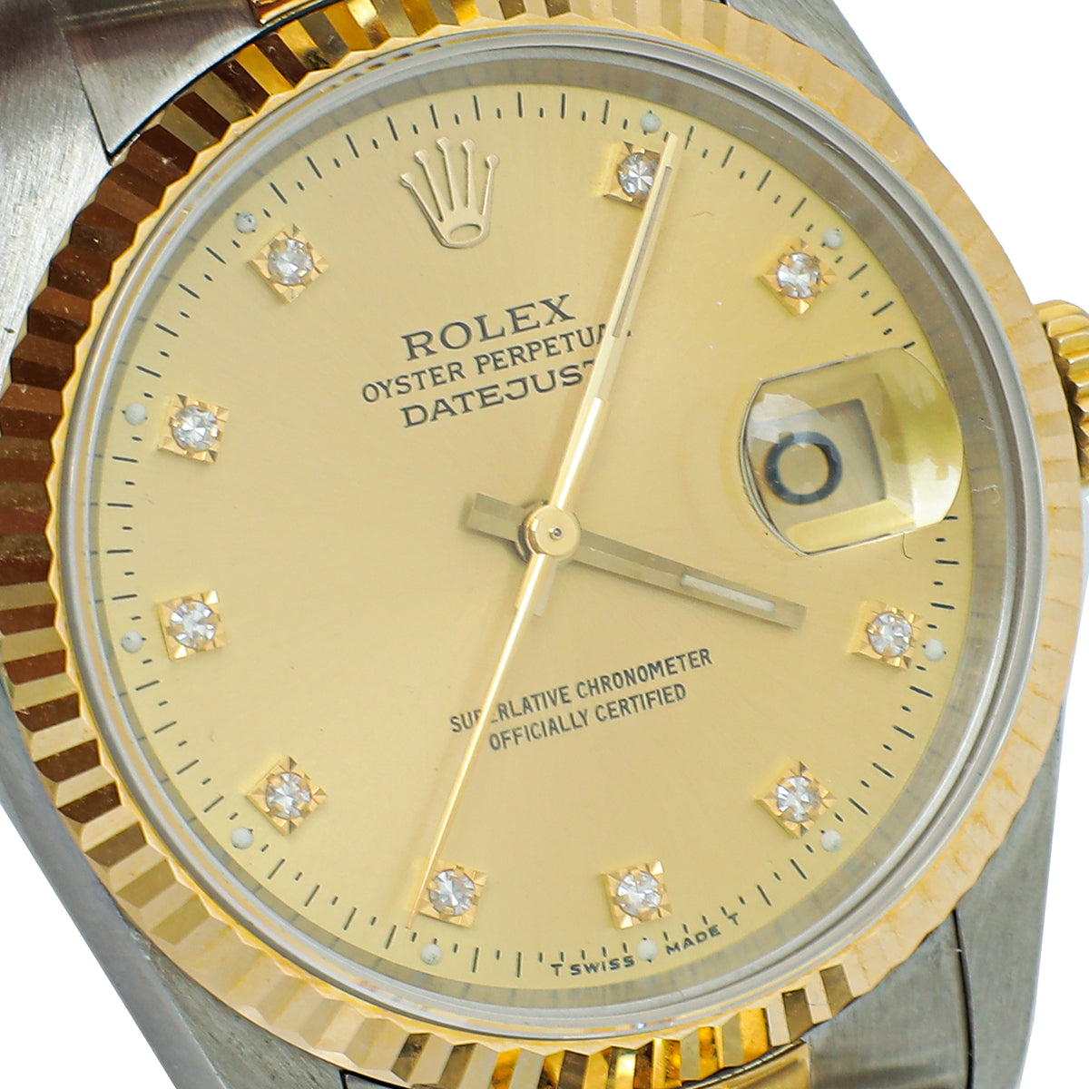 Rolex 18K Yellow Gold & Steel Diamond Datejust 36mm Watch