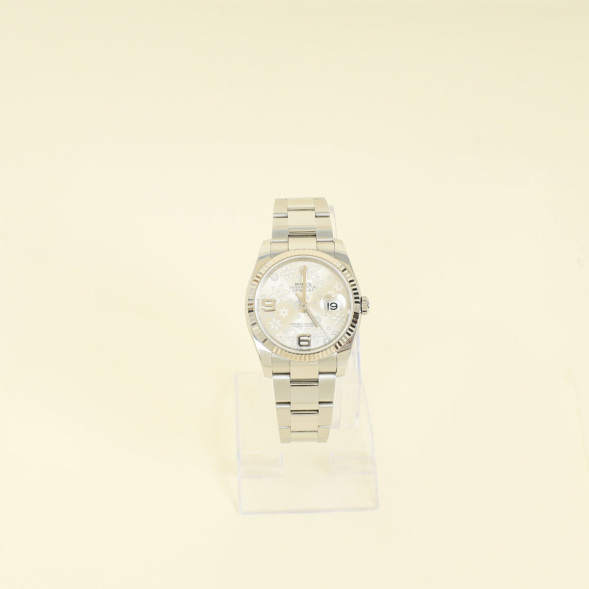 Rolex Stainless Steel Datejust Floral Dial 36mm Bag