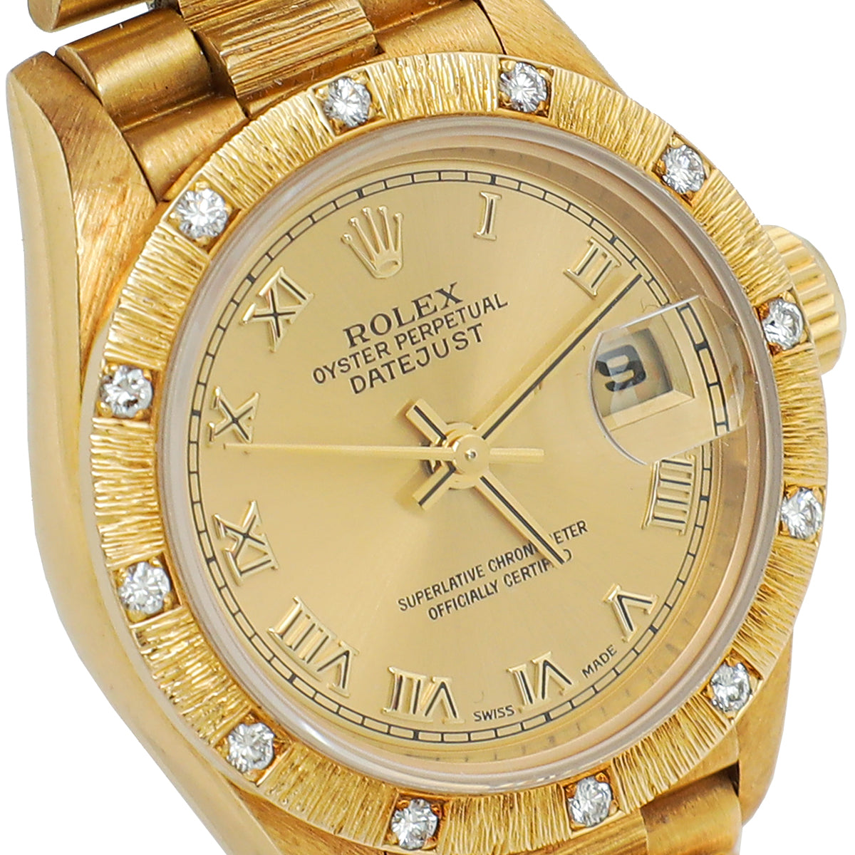 Rolex 18K Yellow Gold Datejust President Diamond Dial 26mm Watch