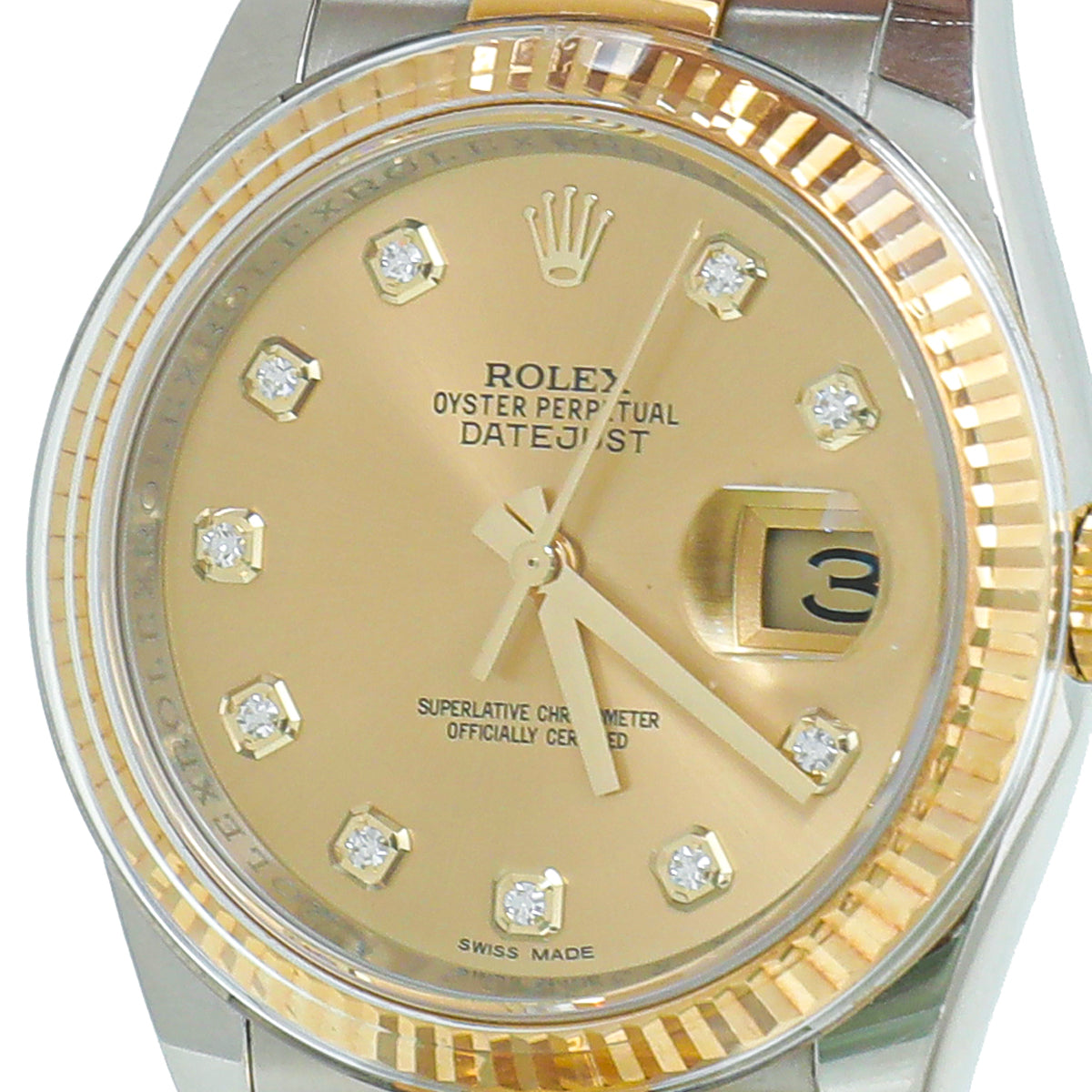 Rolex 18K Yellow Gold & Steel Diamond Datejust 36mm Watch