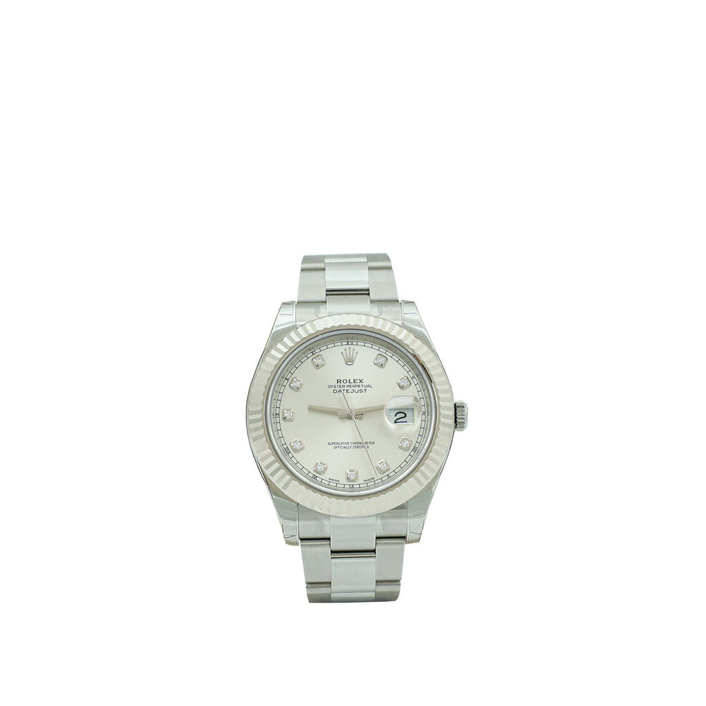 Rolex Stainless Steel Diamond Datejust Dial 41mm Automatic Watch