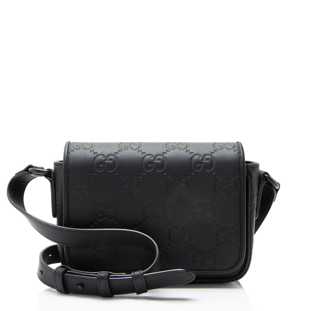 Rubber GG Effect Calfskin Mini Messenger