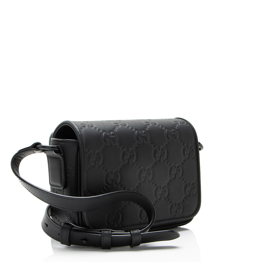 Rubber GG Effect Calfskin Mini Messenger