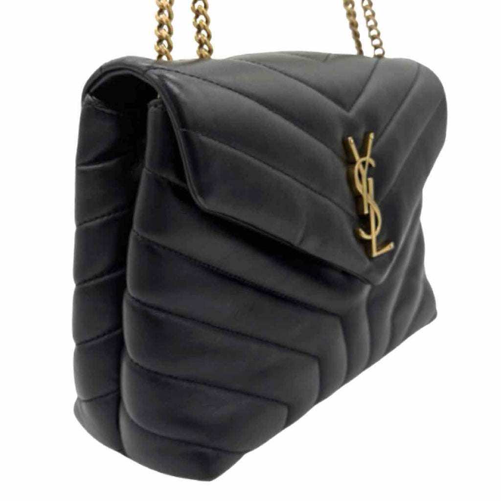 SAINT LAURENT Calfskin Matelasse Chevron Small Loulou Shoulder Bag