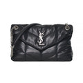 Black Quilted Lambskin Leather Puffer Small Chain Bag (Rented Out)