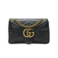 Black GG Marmont Matelasse Small Shoulder Bag (Antique Goldtone Hardware) (Rented Out)