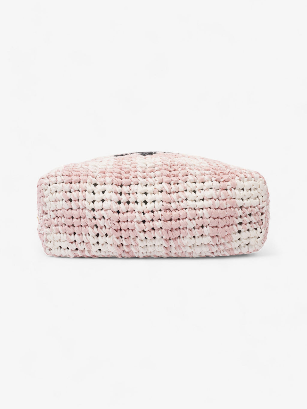 Prada Logo Tote Bag Pink / White / Black Raffia Small