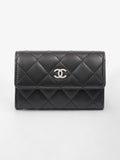 Chanel Interlocking CC Small Flap Card Holder Black Lambskin Leather