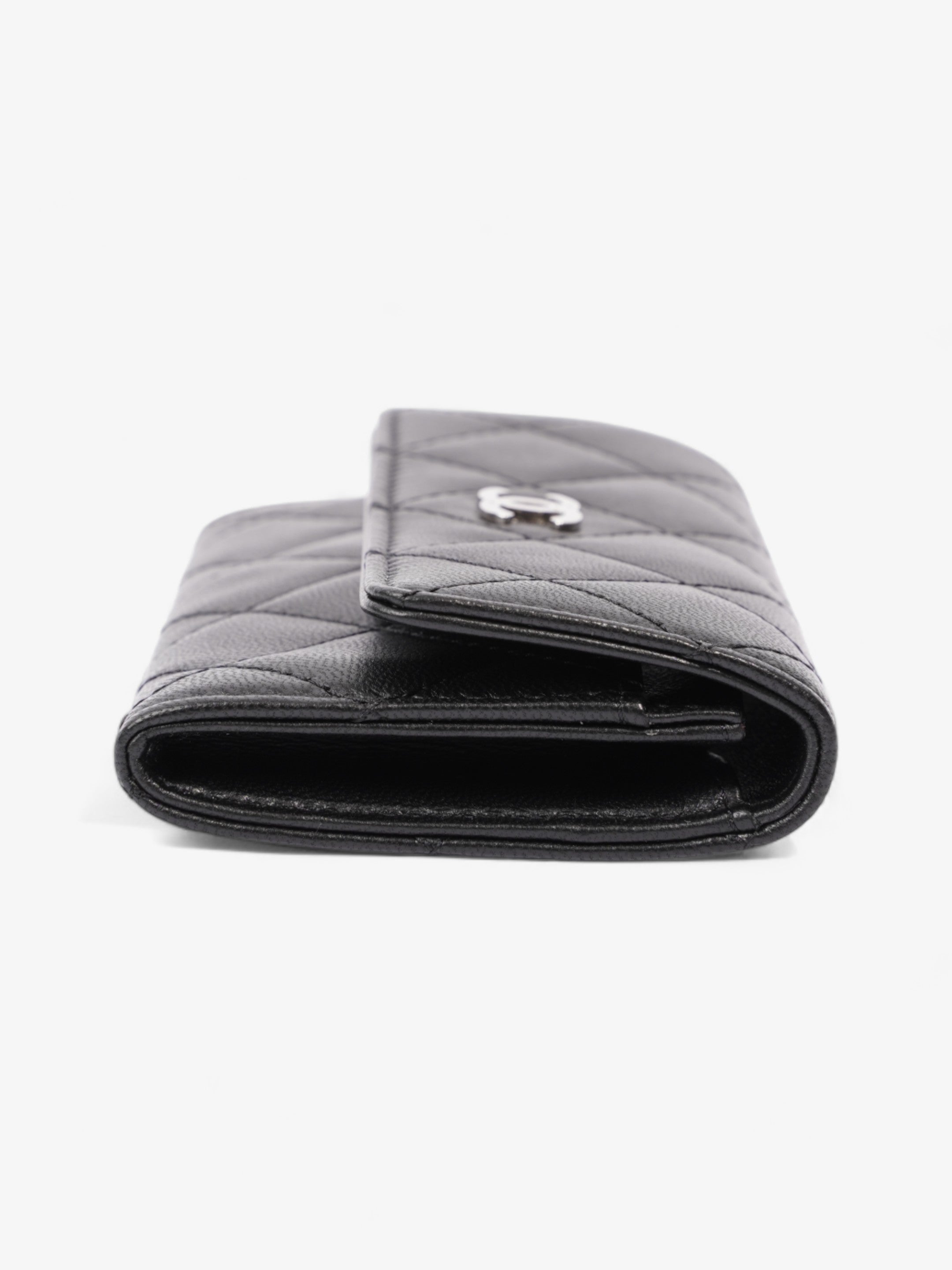 Chanel Interlocking CC Small Flap Card Holder Black Lambskin Leather