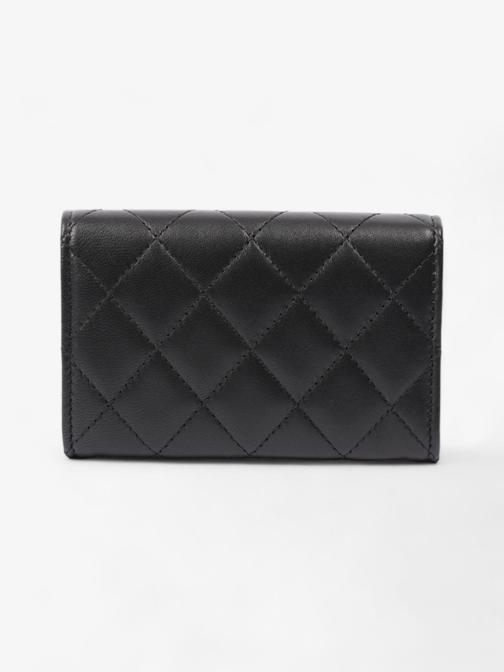Chanel Interlocking CC Small Flap Card Holder Black Lambskin Leather