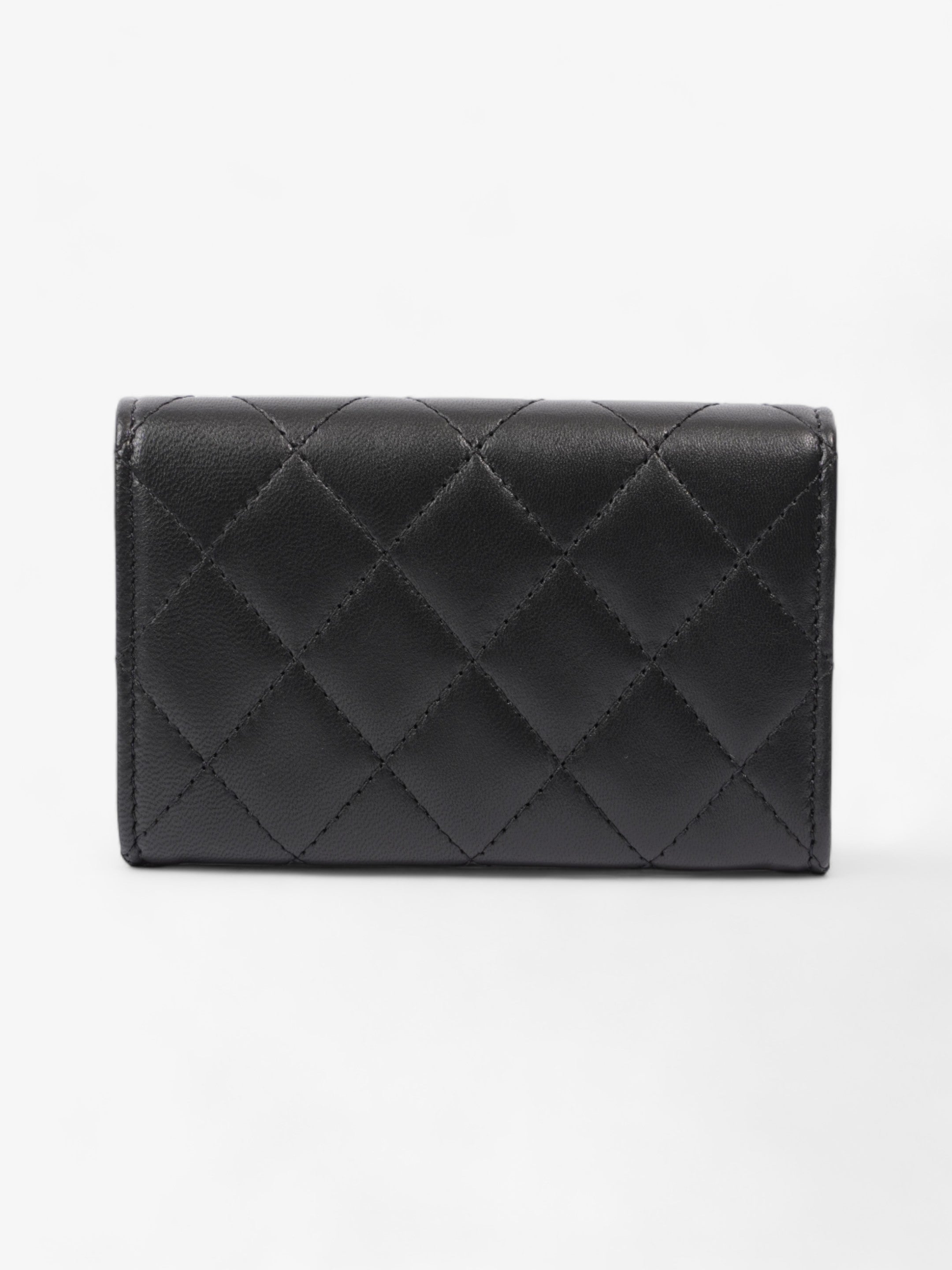 Chanel Interlocking CC Small Flap Card Holder Black Lambskin Leather