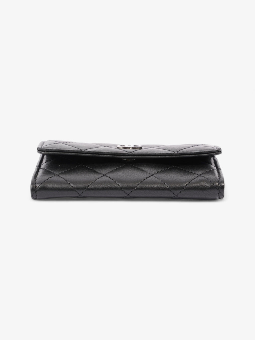 Chanel Interlocking CC Small Flap Card Holder Black Lambskin Leather