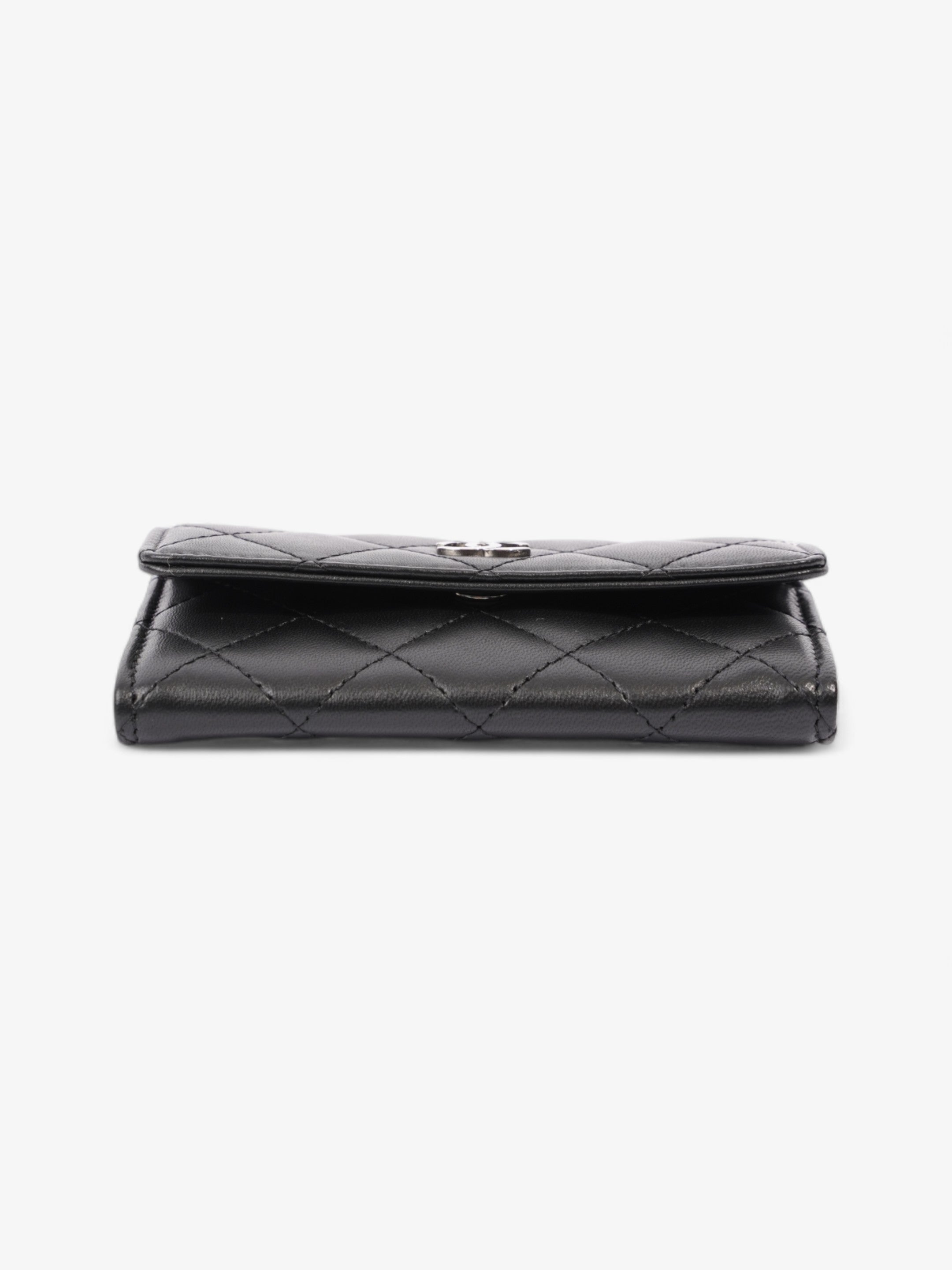 Chanel Interlocking CC Small Flap Card Holder Black Lambskin Leather