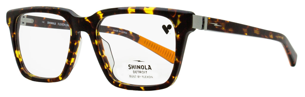 Shinola Flexon Rectangular Eyeglasses SH15000 242 Amber Tortoise 54mm Amber Tortoise